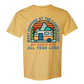 What Happens At The Campground - Comfort Colors - Heavyweight Unisex Tee - Yellows, Oranges, Reds
