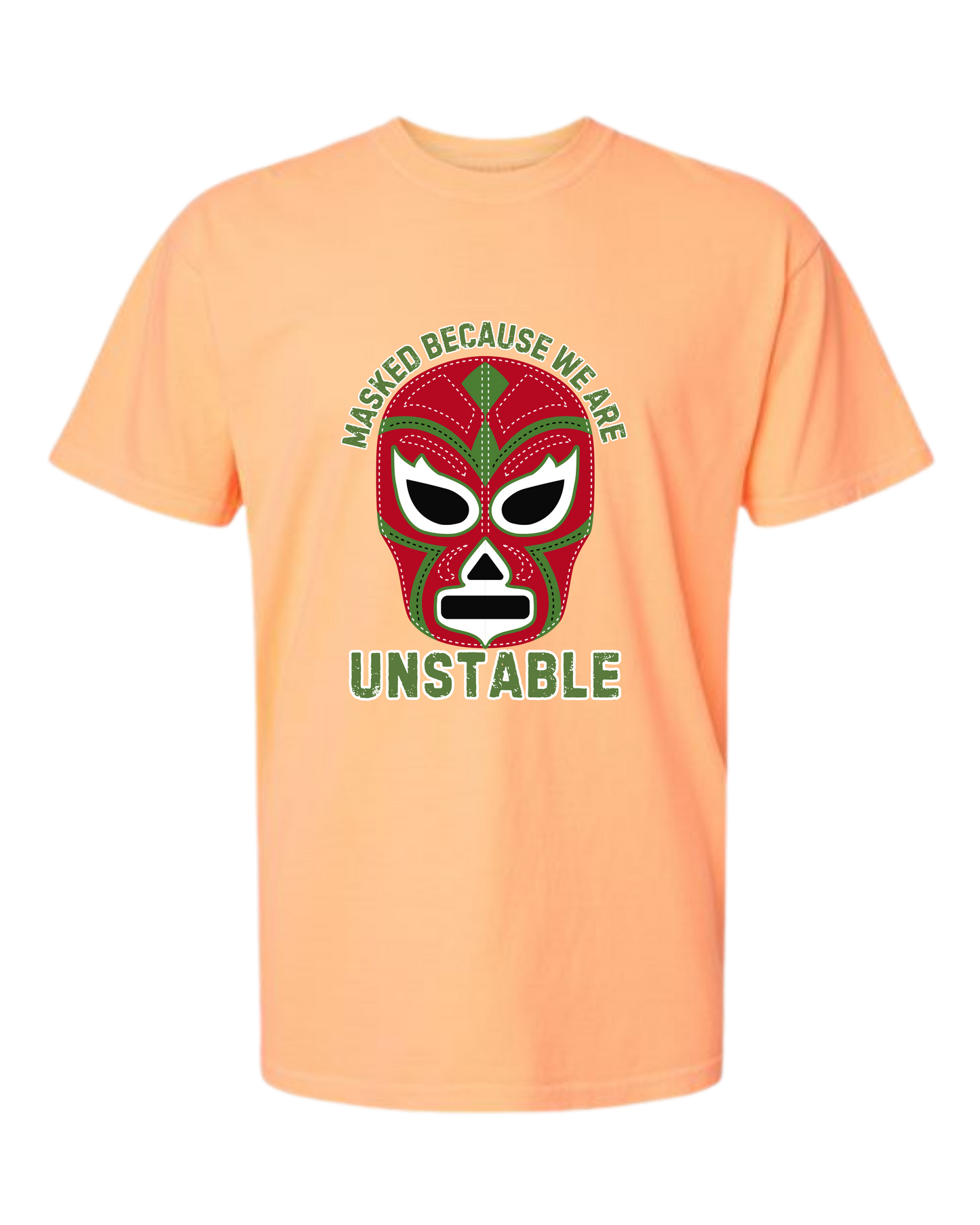 Masked Because We Are Unstable - Comfort Colors - Heavyweight Unisex Tee - Yellows, Oranges, Reds