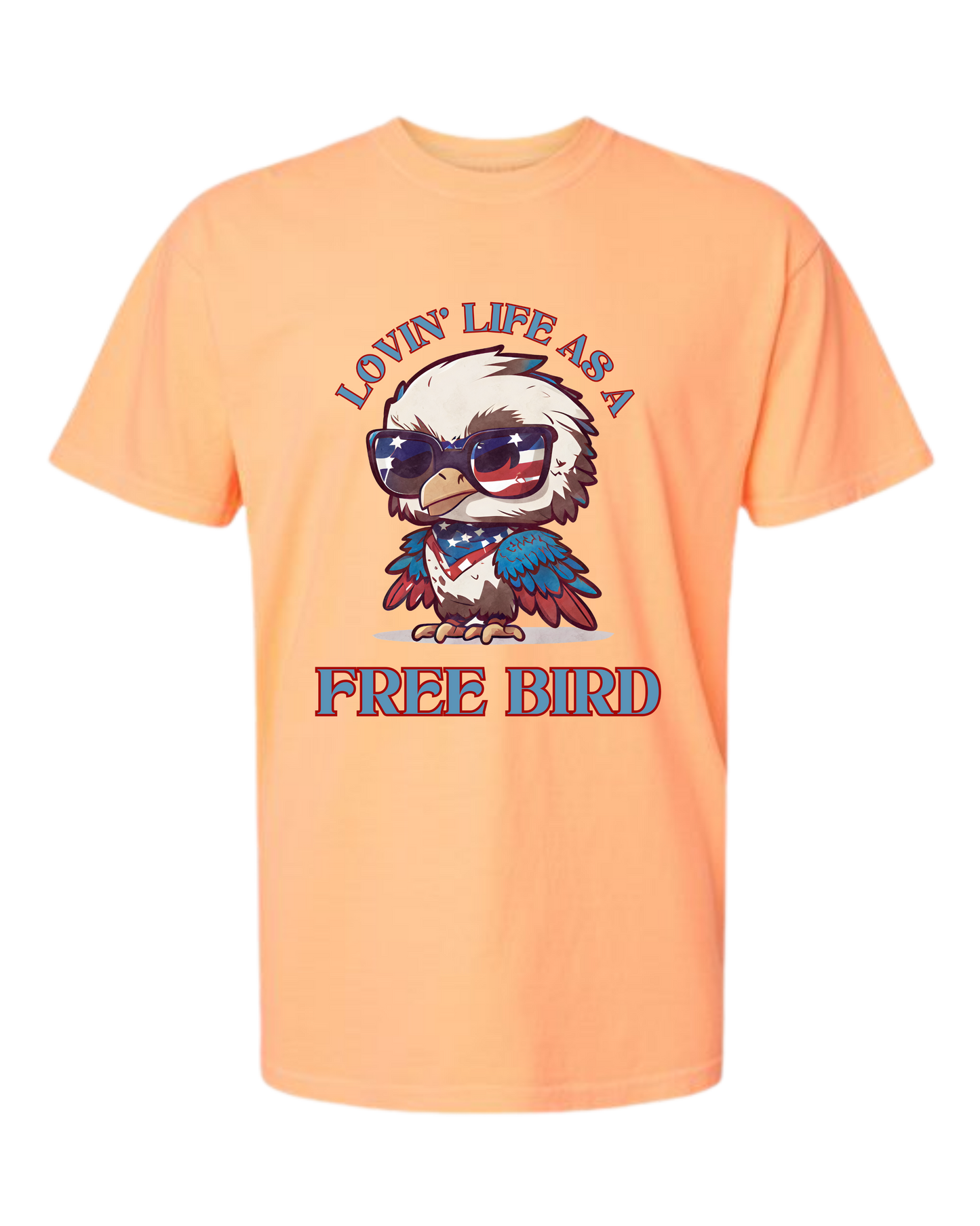 Lovin' Life as a Free Bird - Comfort Colors - Heavyweight Unisex Tee - Yellows, Oranges, Reds
