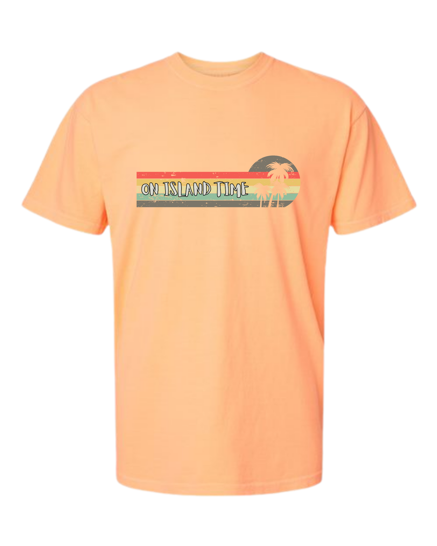 On Island Time - Comfort Colors - Heavyweight Unisex Tee - Yellows, Oranges, Reds