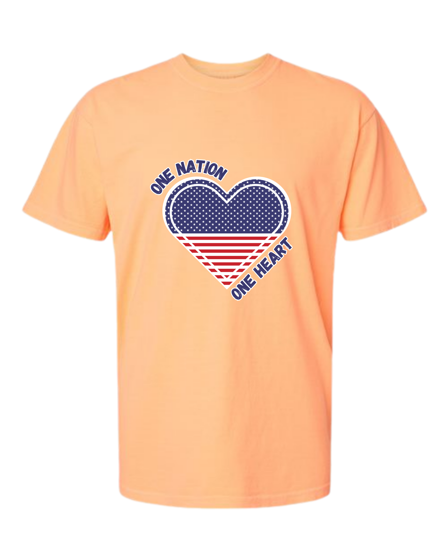One Nation One Heart - Comfort Colors - Heavyweight Unisex Tee - Yellows, Oranges, Reds