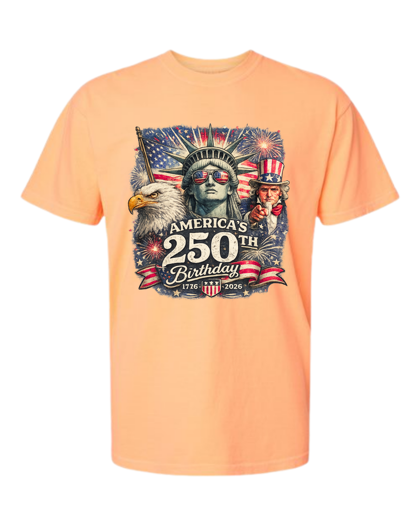 America's 250th Birthday - Comfort Colors - Heavyweight Unisex Tee - Yellows, Oranges, Reds