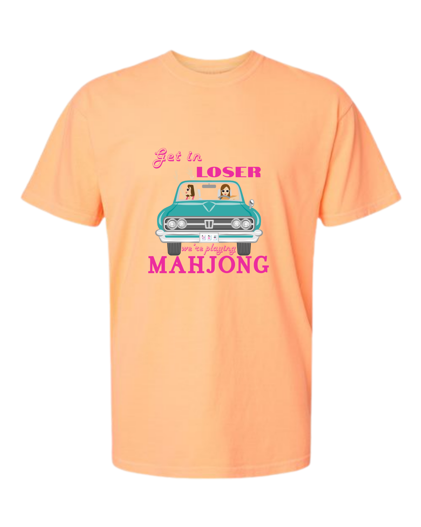 Get in Loser We're Playing Mahjong - Comfort Colors - Heavyweight Unisex Tee - Yellows, Oranges, Reds
