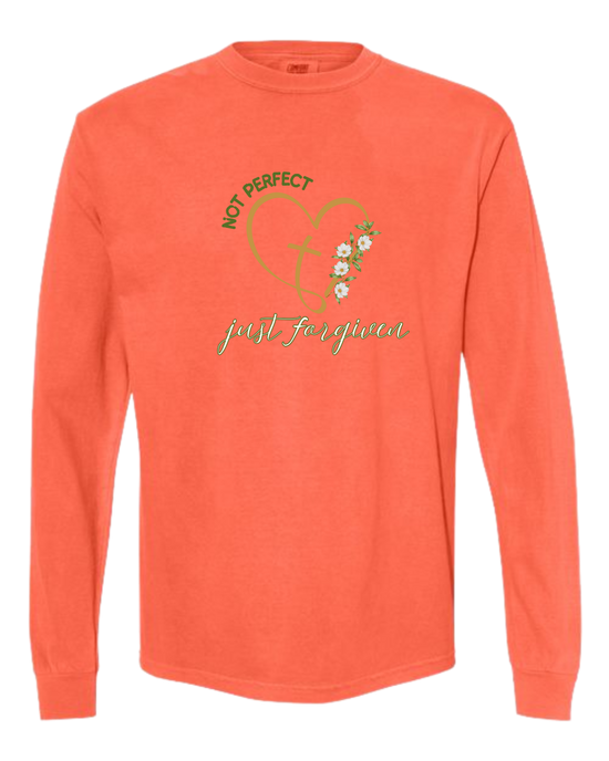 Not Perfect Just Forgiven - Comfort Colors - Heavyweight Long Sleeve Tee - Assorted Colors