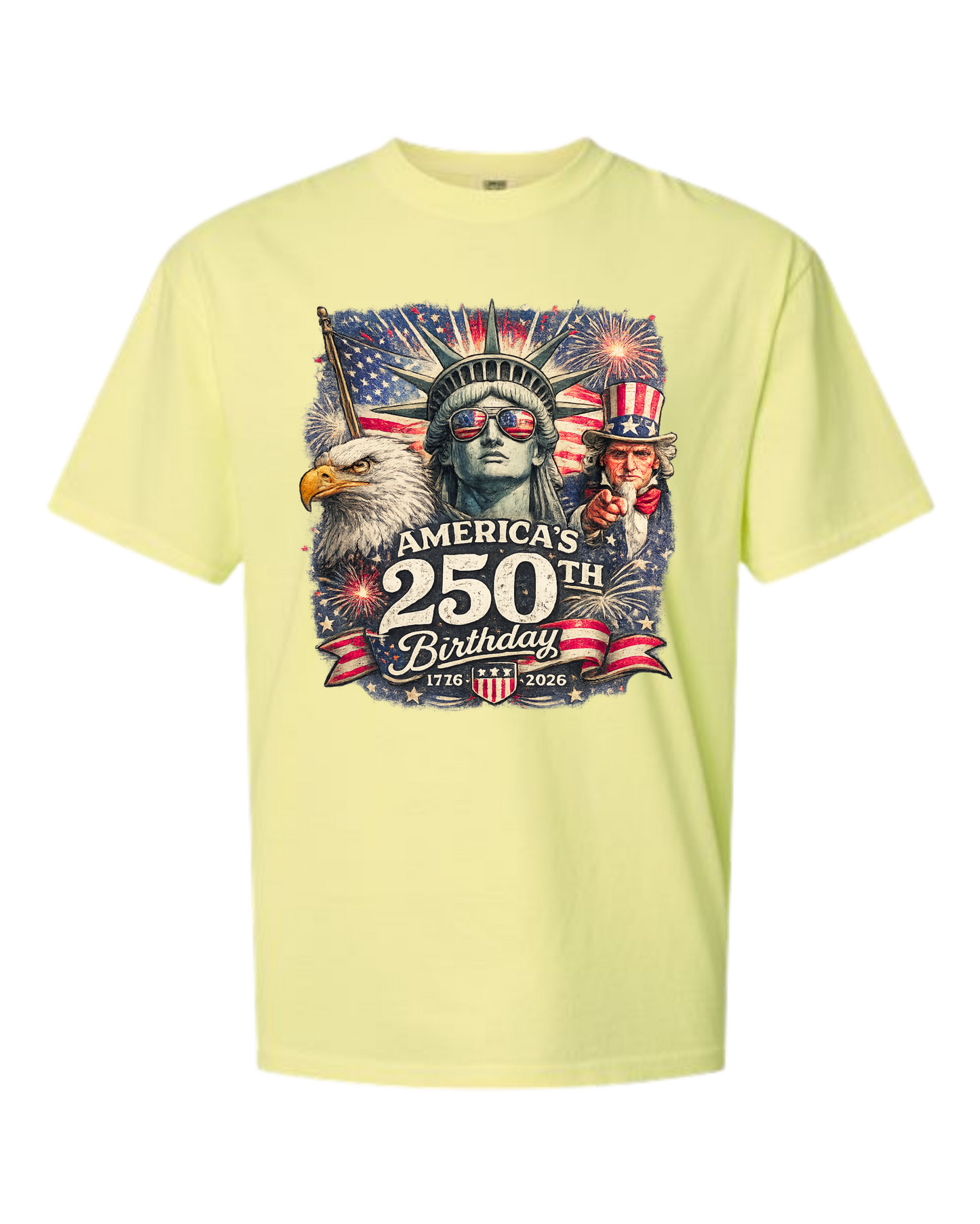 America's 250th Birthday - Comfort Colors - Heavyweight Unisex Tee - Yellows, Oranges, Reds