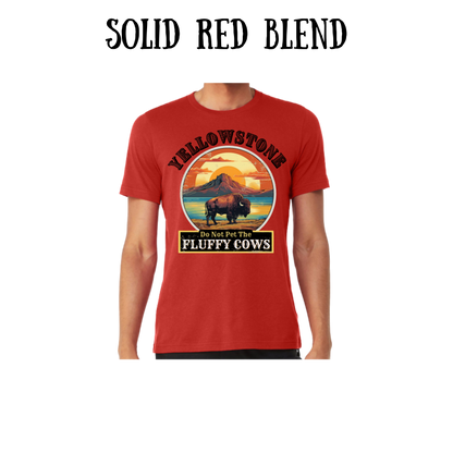 CP - Yellowstone: Fluffy Cows - Unisex Tee - Yellows, Oranges, Reds