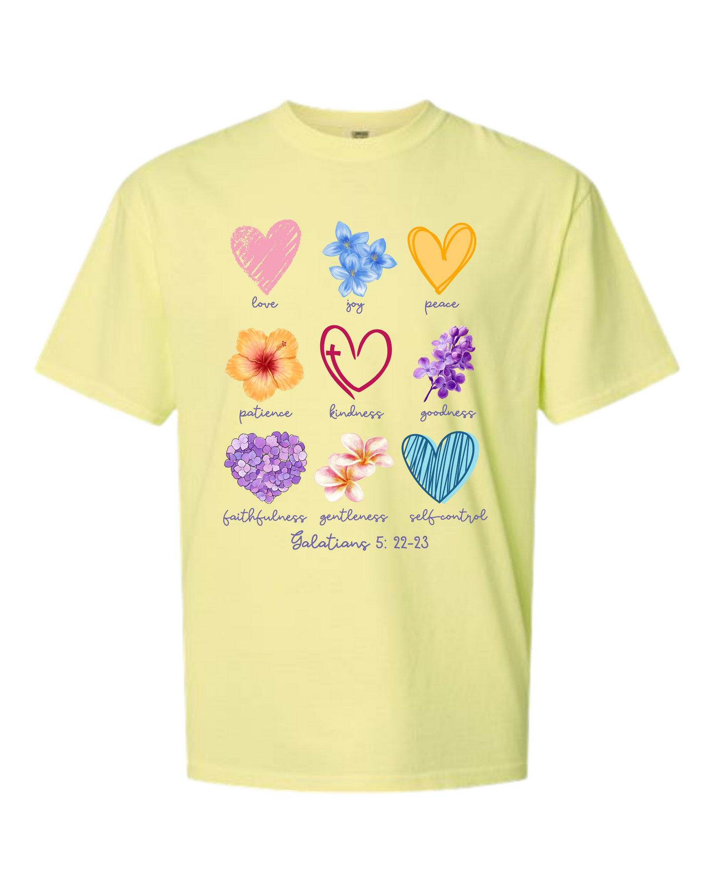 Galatians 5 - Spring - Comfort Colors - Heavyweight Unisex Tee - Yellows, Oranges, Reds