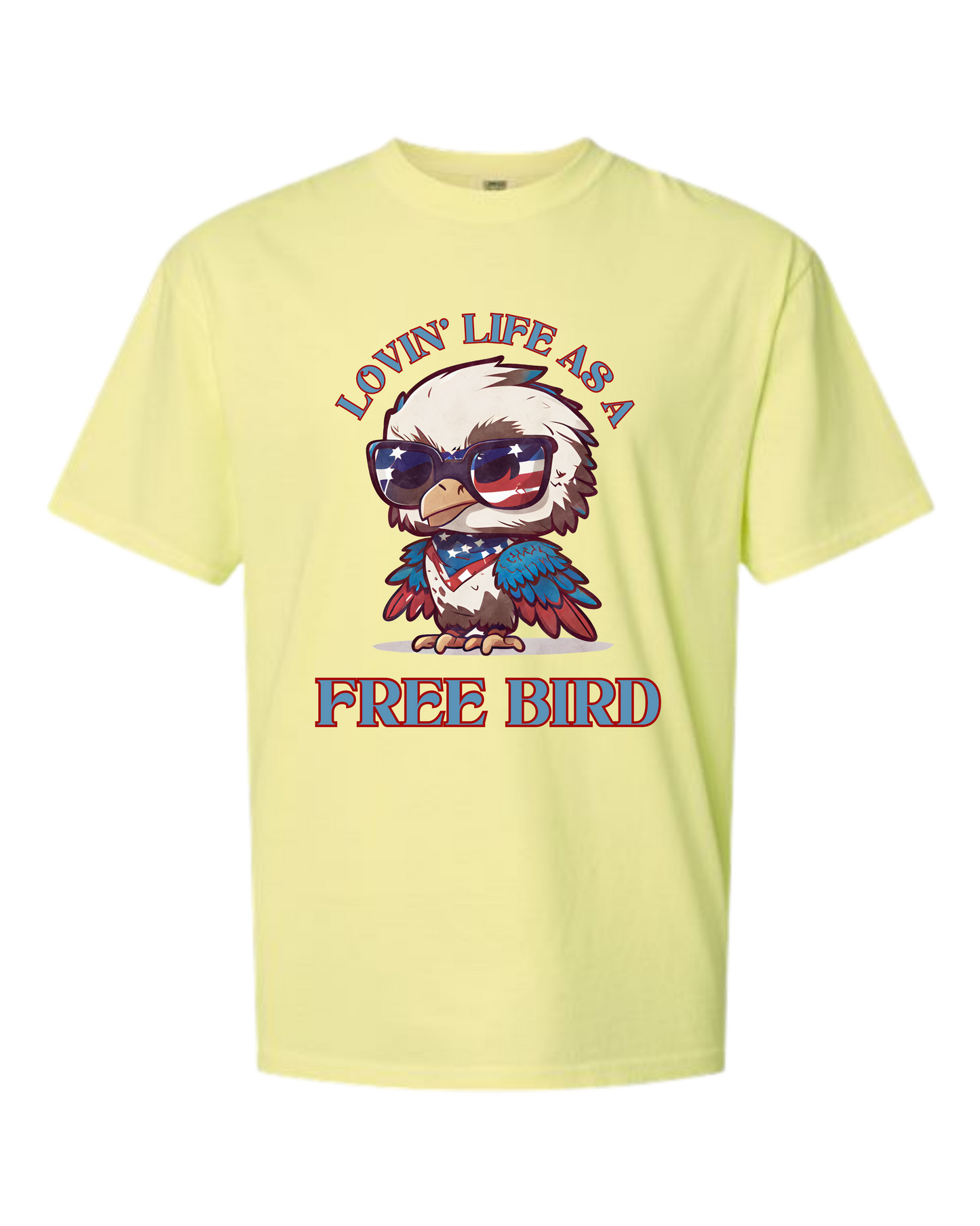 Lovin' Life as a Free Bird - Comfort Colors - Heavyweight Unisex Tee - Yellows, Oranges, Reds