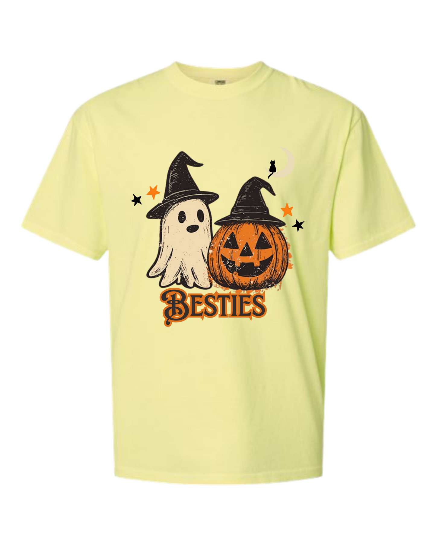Halloween Besties - Comfort Colors - Heavyweight Unisex Tee - Yellows, Oranges, Reds