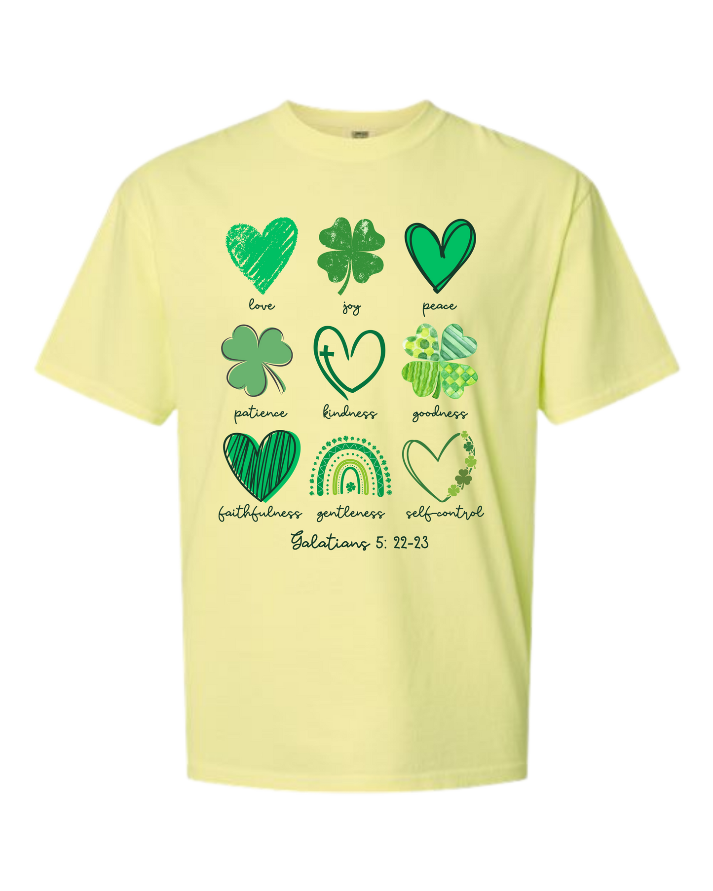 Galatians 5 - St Patrick's Day - Comfort Colors - Heavyweight Unisex Tee - Yellows, Oranges, Reds