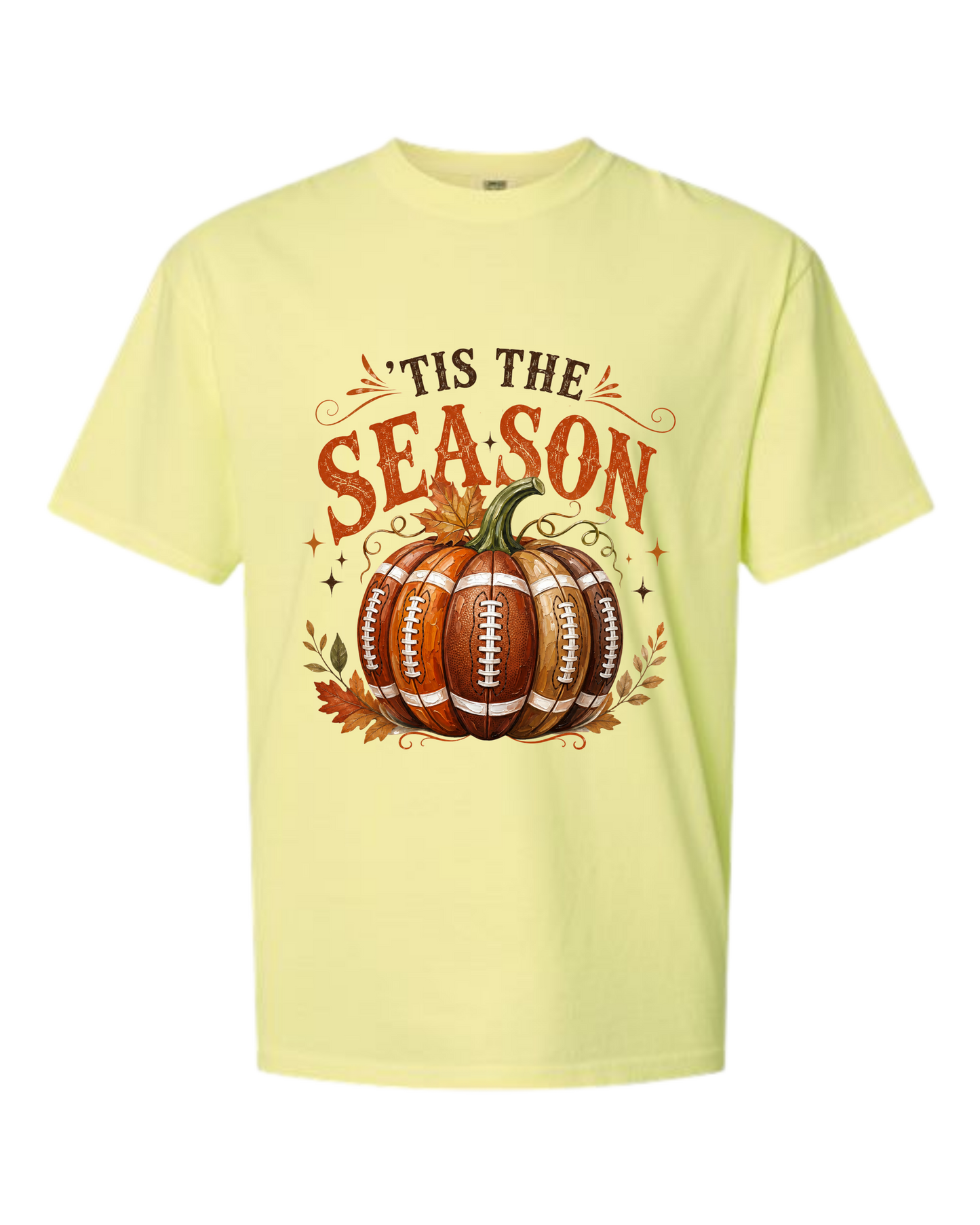 'Tis Football Season - Comfort Colors - Heavyweight Unisex Tee - Yellows, Oranges, Reds