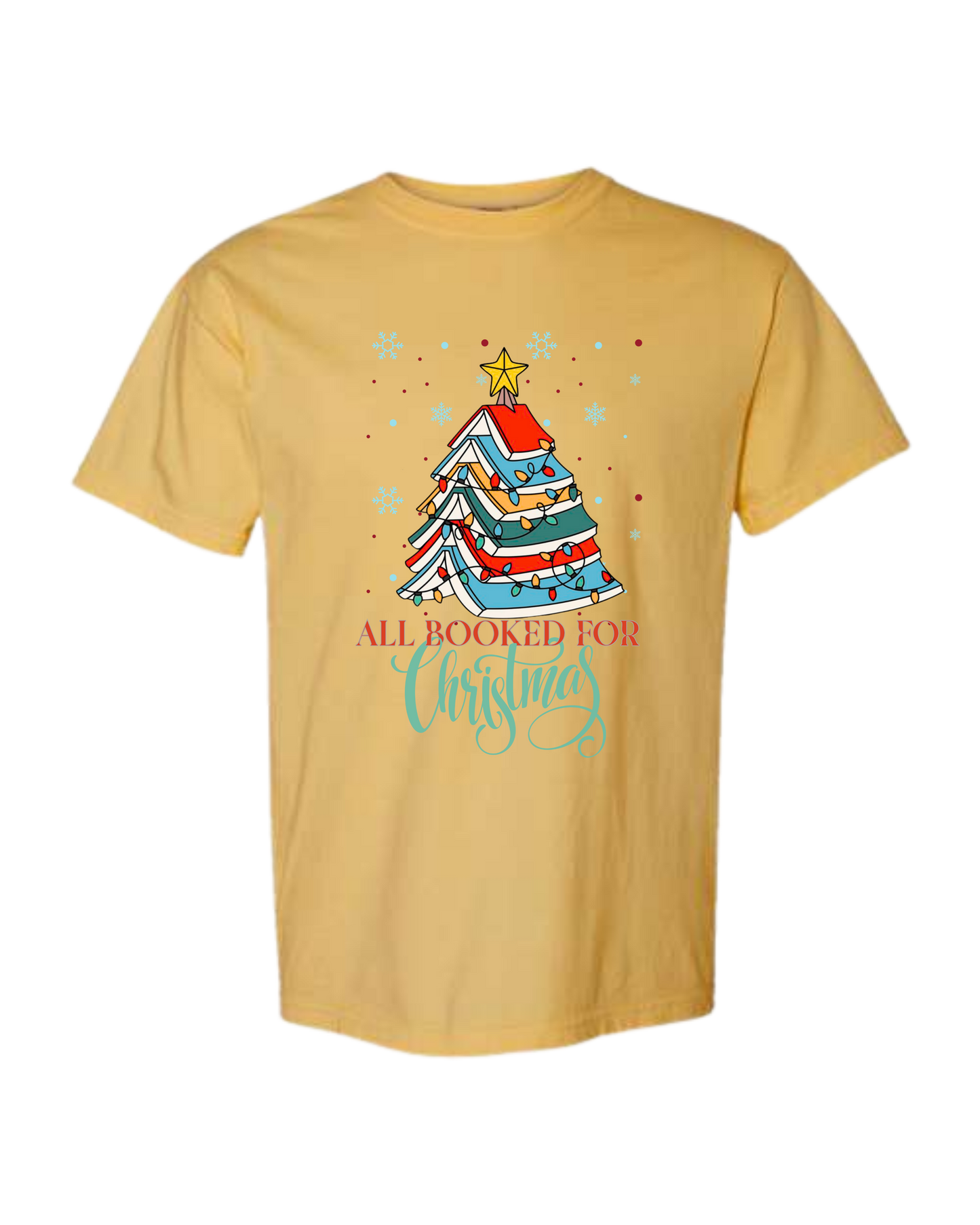 All Booked For Christmas - Comfort Colors - Heavyweight Unisex Tee - Yellows, Oranges