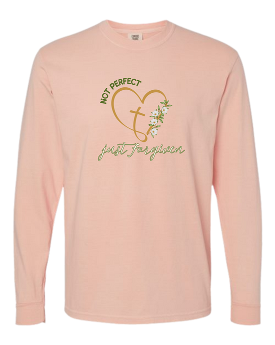 Not Perfect Just Forgiven - Comfort Colors - Heavyweight Long Sleeve Tee - Assorted Colors
