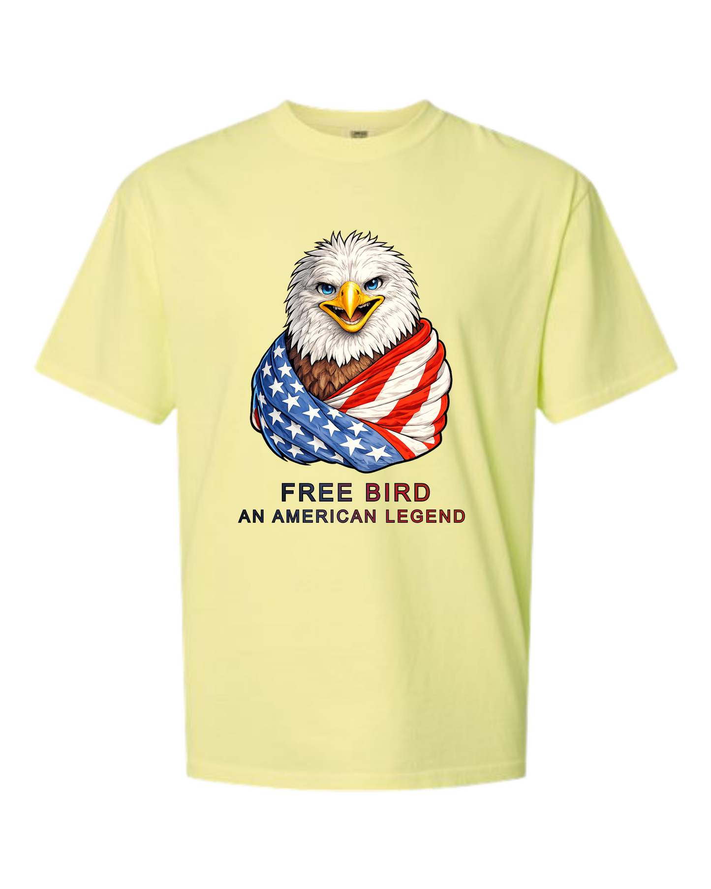 Free Bird An American Legend - Comfort Colors - Heavyweight Unisex Tee - Yellows, Oranges, Reds