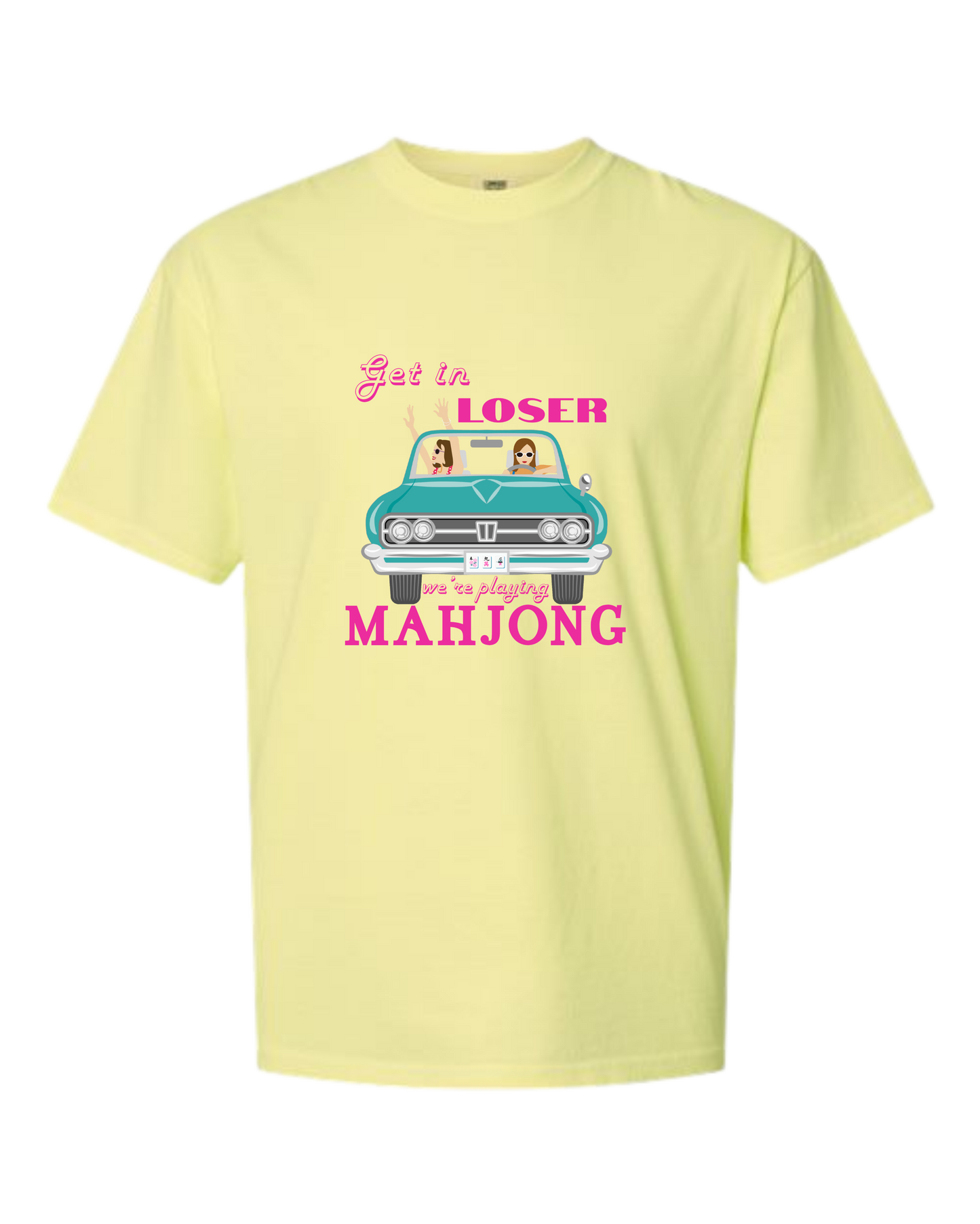 Get in Loser We're Playing Mahjong - Comfort Colors - Heavyweight Unisex Tee - Yellows, Oranges, Reds
