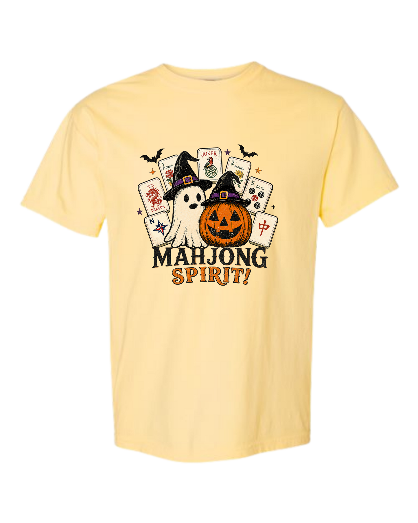 Mahjong Spirit - Comfort Colors - Heavyweight Unisex Tee - Yellows, Oranges, Reds