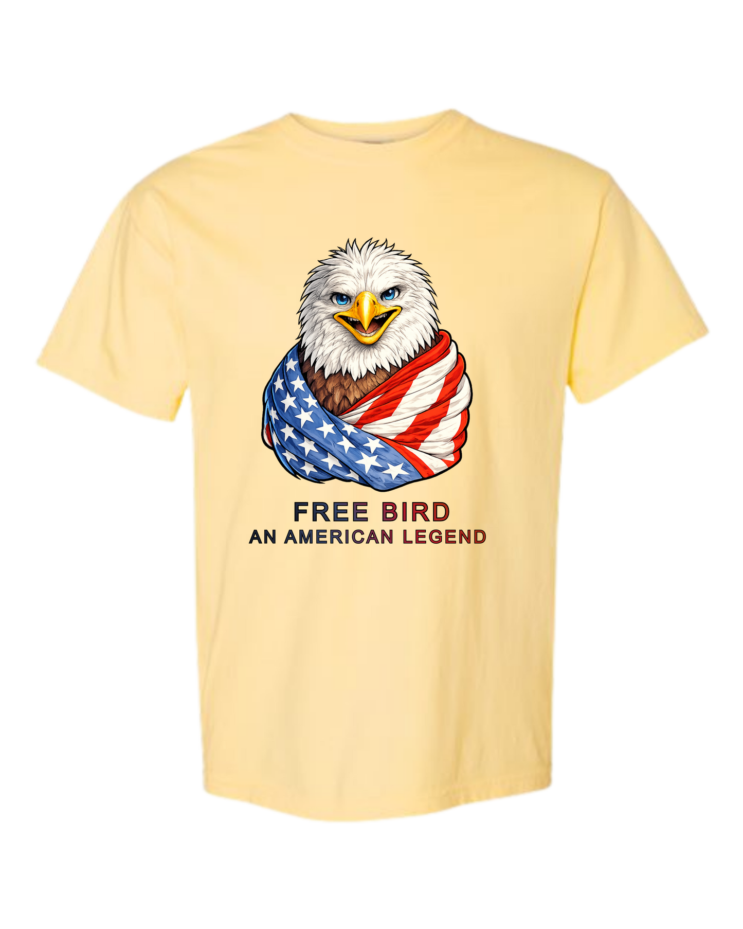 Free Bird An American Legend - Comfort Colors - Heavyweight Unisex Tee - Yellows, Oranges, Reds