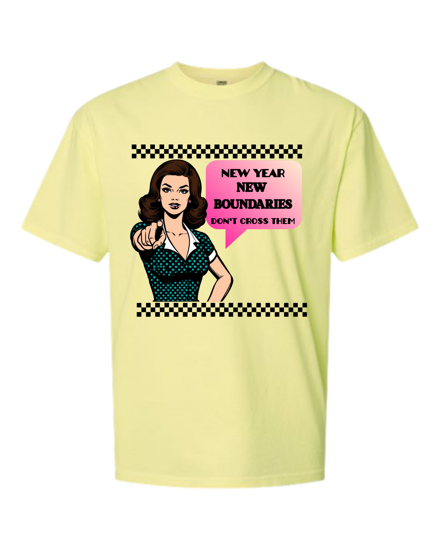 New Year New Boundaries - Comfort Colors - Heavyweight Unisex Tee - Yellows, Oranges, Reds