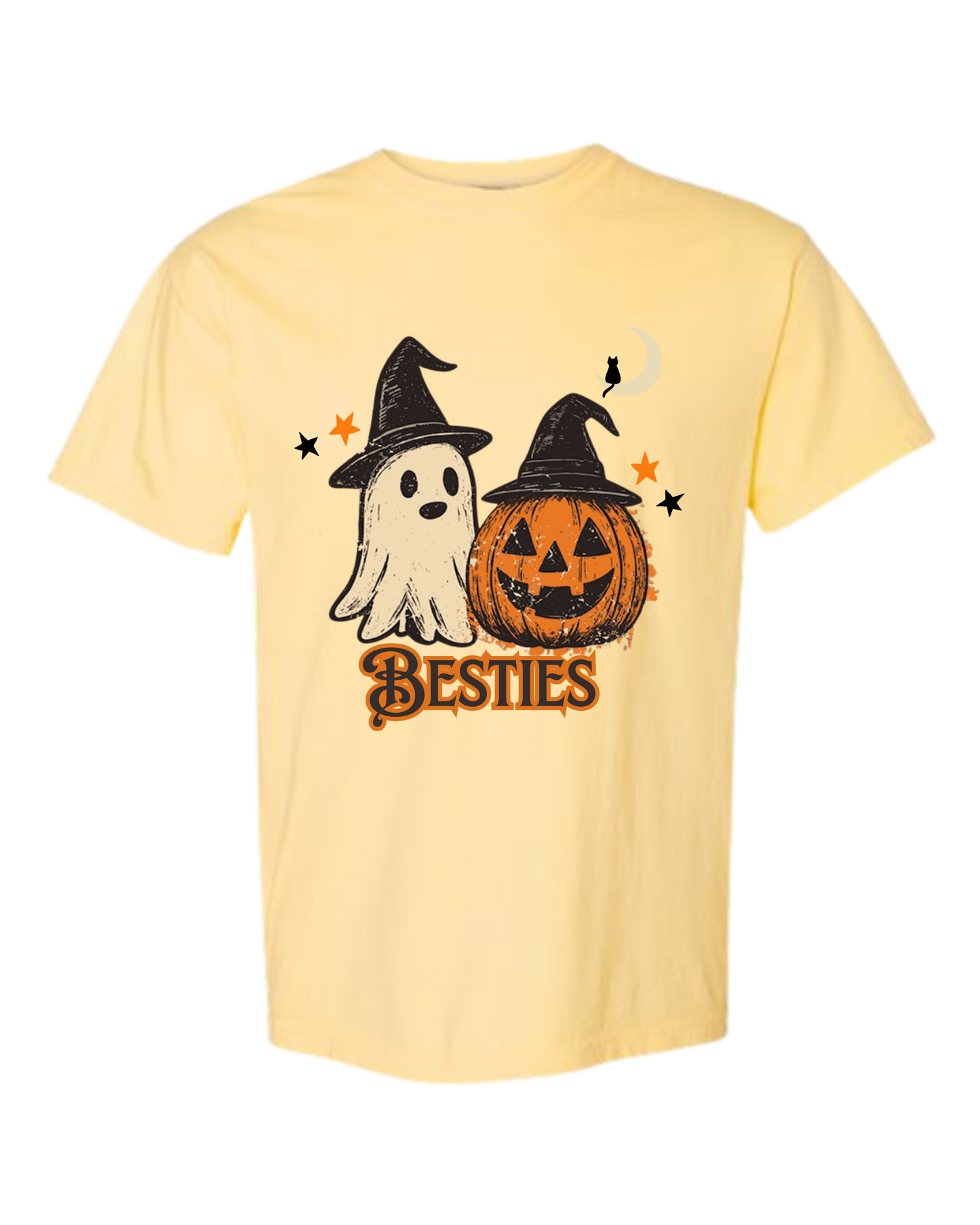 Halloween Besties - Comfort Colors - Heavyweight Unisex Tee - Yellows, Oranges, Reds