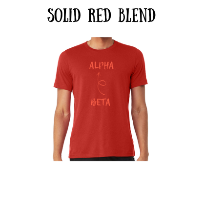 beta to alpha - unisex tee - yellows, oranges, reds