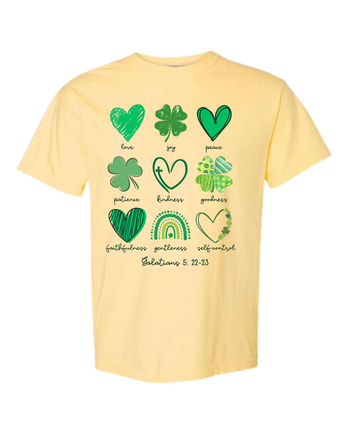 Galatians 5 - St Patrick's Day - Comfort Colors - Heavyweight Unisex Tee - Yellows, Oranges, Reds