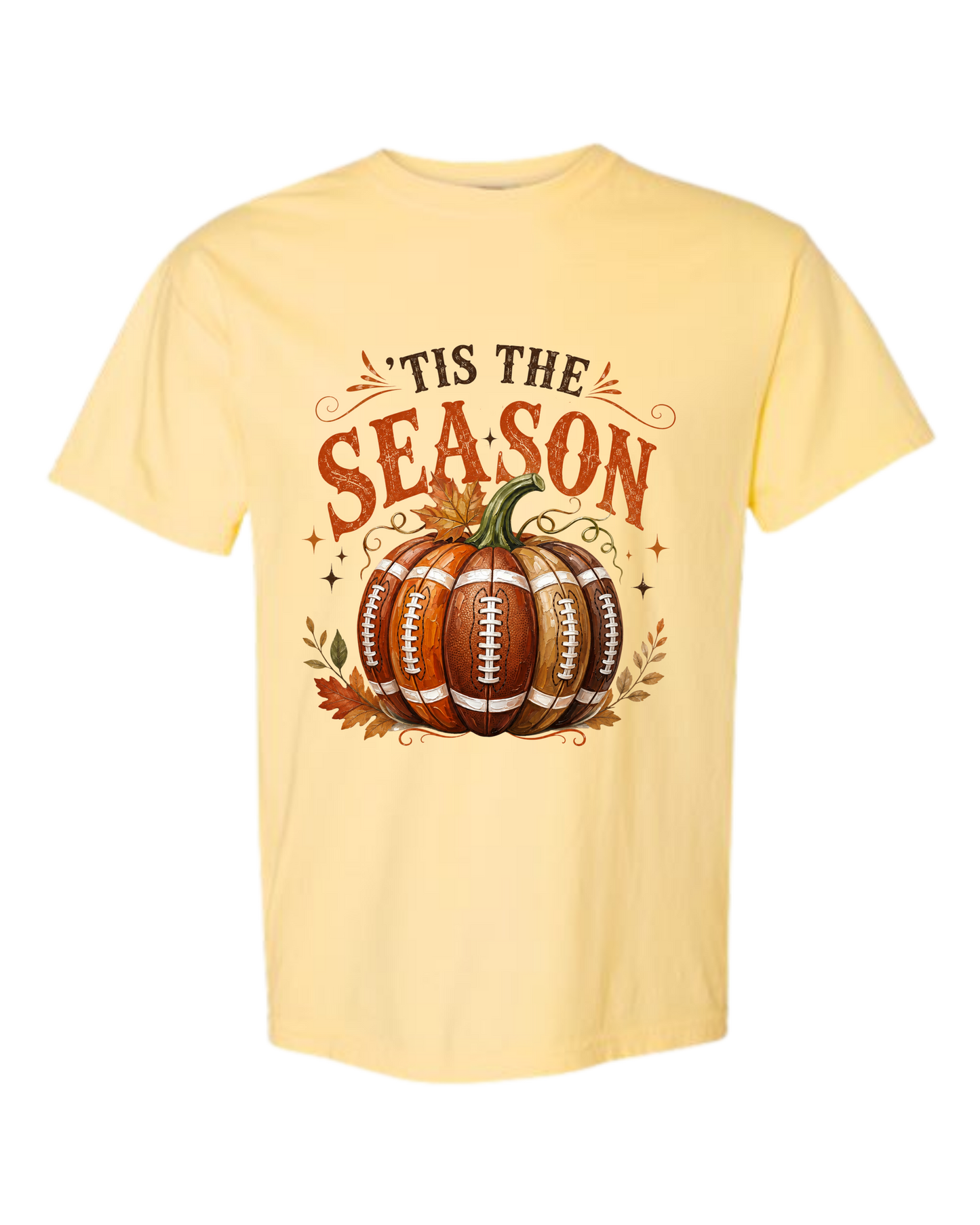 'Tis Football Season - Comfort Colors - Heavyweight Unisex Tee - Yellows, Oranges, Reds