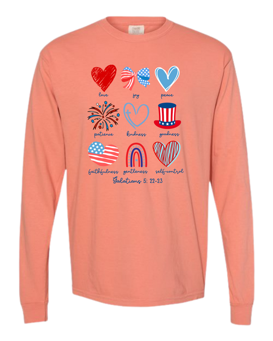 Galatians 5 - Patriotic - Comfort Colors - Heavyweight Long Sleeve Tee - Assorted Colors