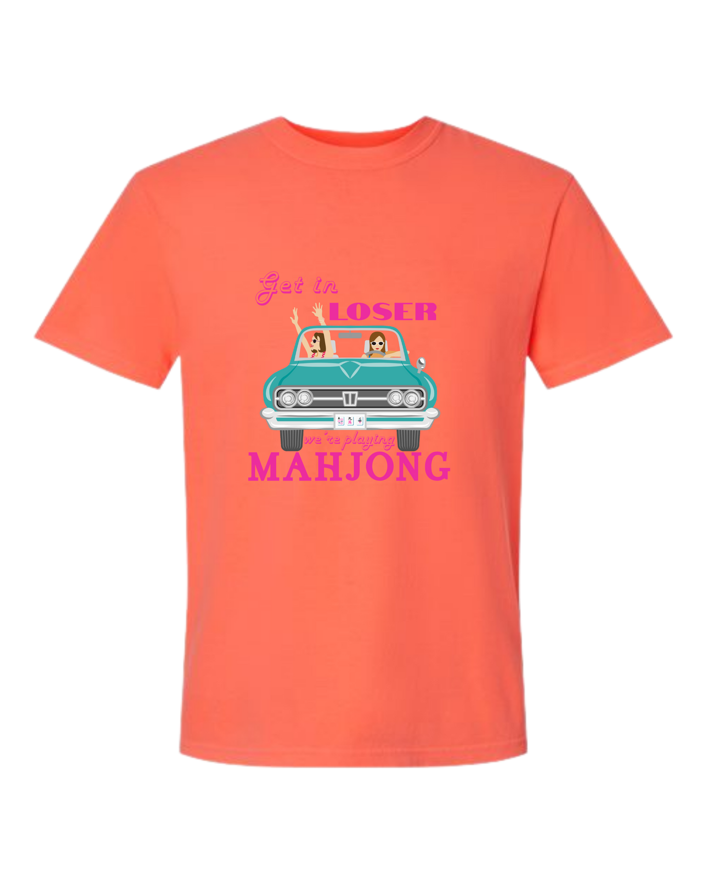 Get in Loser We're Playing Mahjong - Comfort Colors - Heavyweight Unisex Tee - Yellows, Oranges, Reds