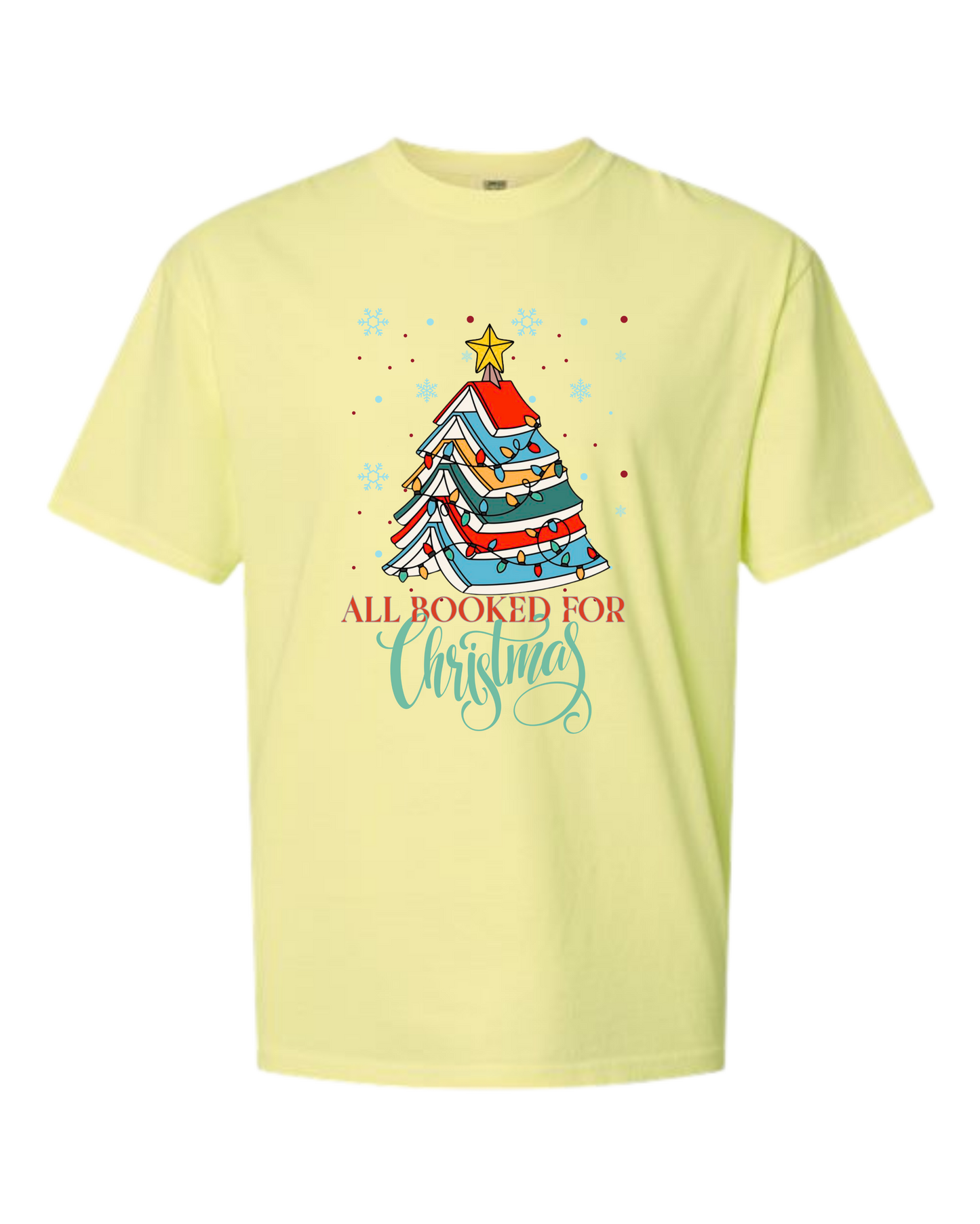 All Booked For Christmas - Comfort Colors - Heavyweight Unisex Tee - Yellows, Oranges