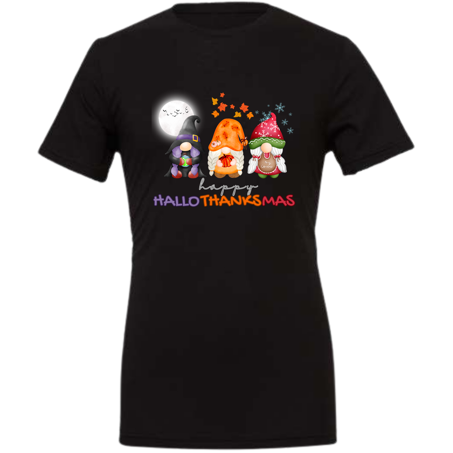 Happy HalloThanksMas Gnomes - Unisex Tee - Neutrals