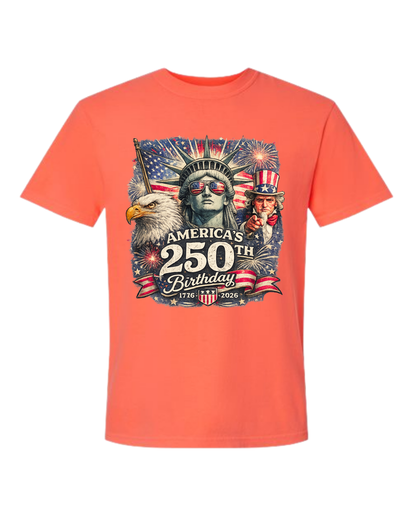 America's 250th Birthday - Comfort Colors - Heavyweight Unisex Tee - Yellows, Oranges, Reds