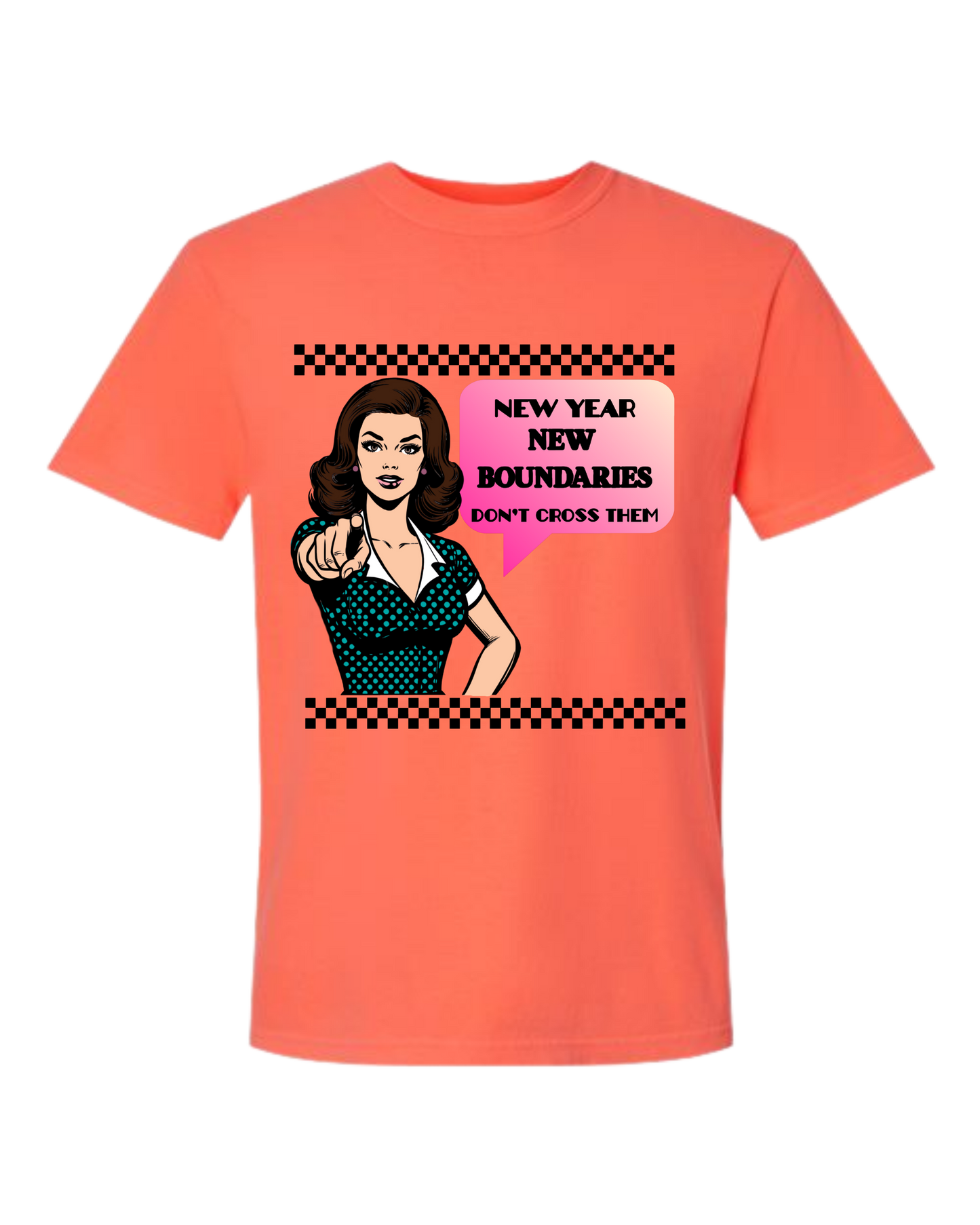 New Year New Boundaries - Comfort Colors - Heavyweight Unisex Tee - Yellows, Oranges, Reds