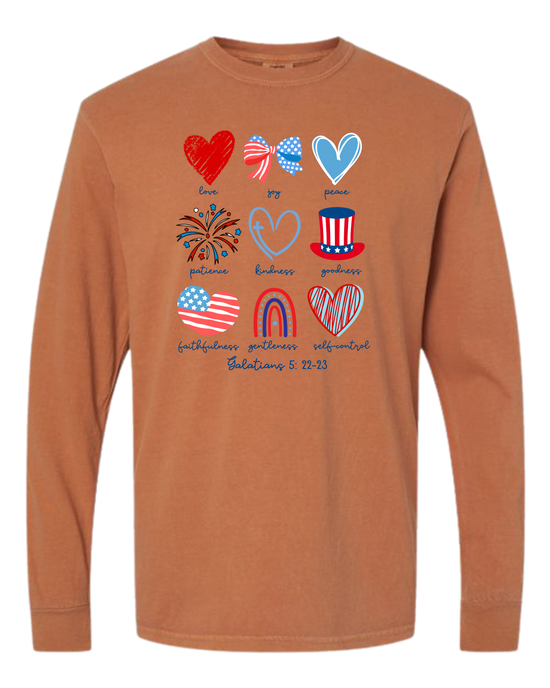 Galatians 5 - Patriotic - Comfort Colors - Heavyweight Long Sleeve Tee - Assorted Colors