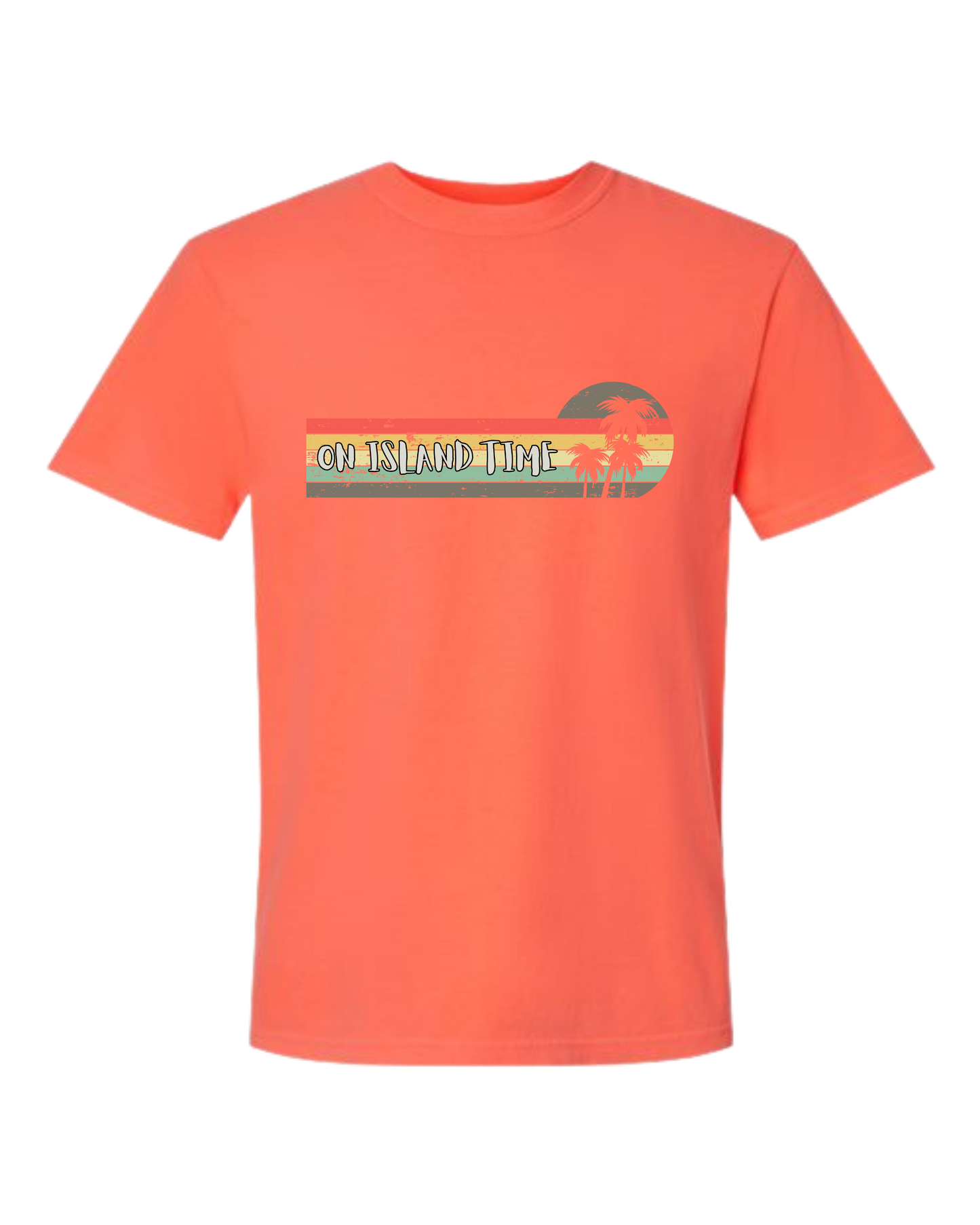 On Island Time - Comfort Colors - Heavyweight Unisex Tee - Yellows, Oranges, Reds