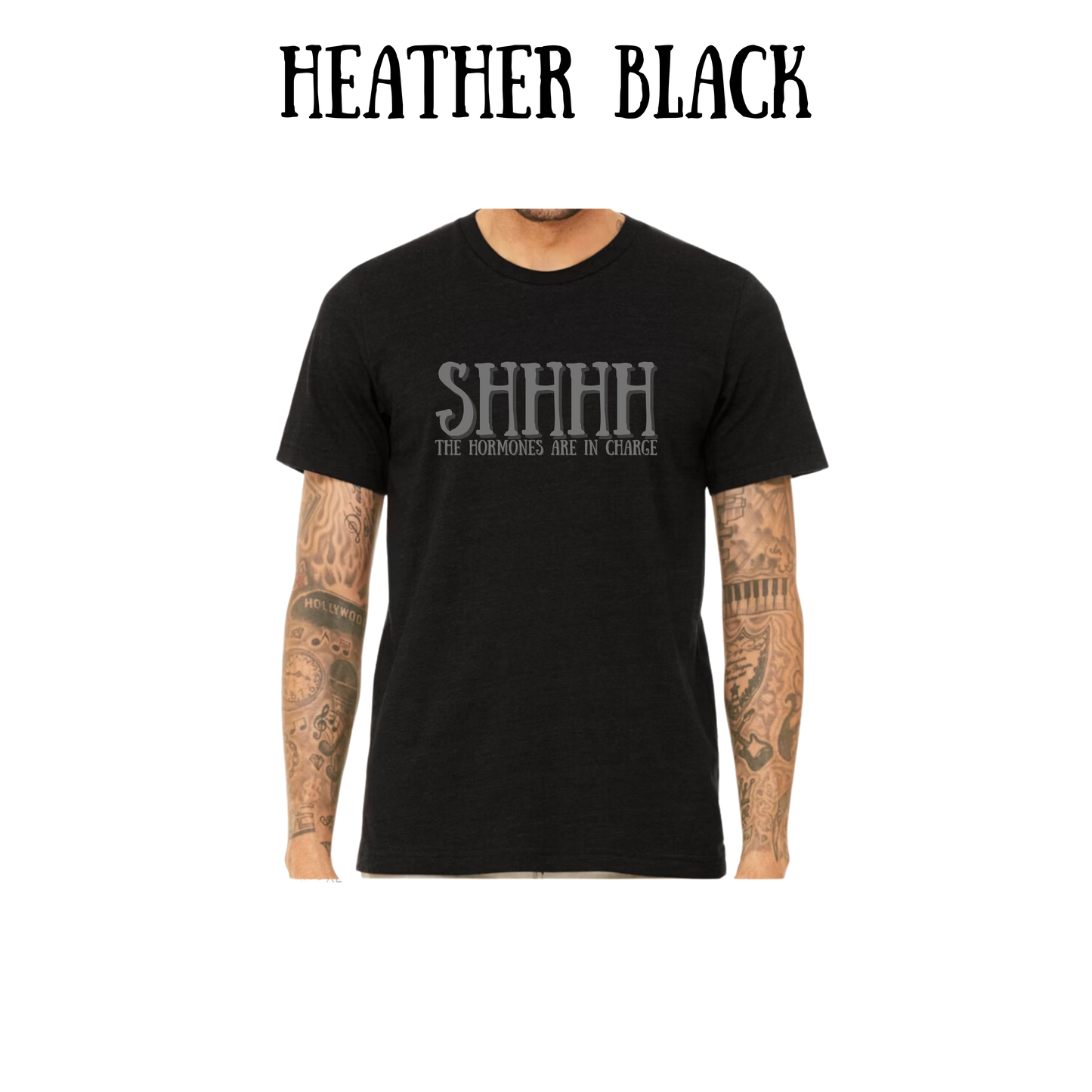 shhhh the hormones are in charge - unisex tee - blues