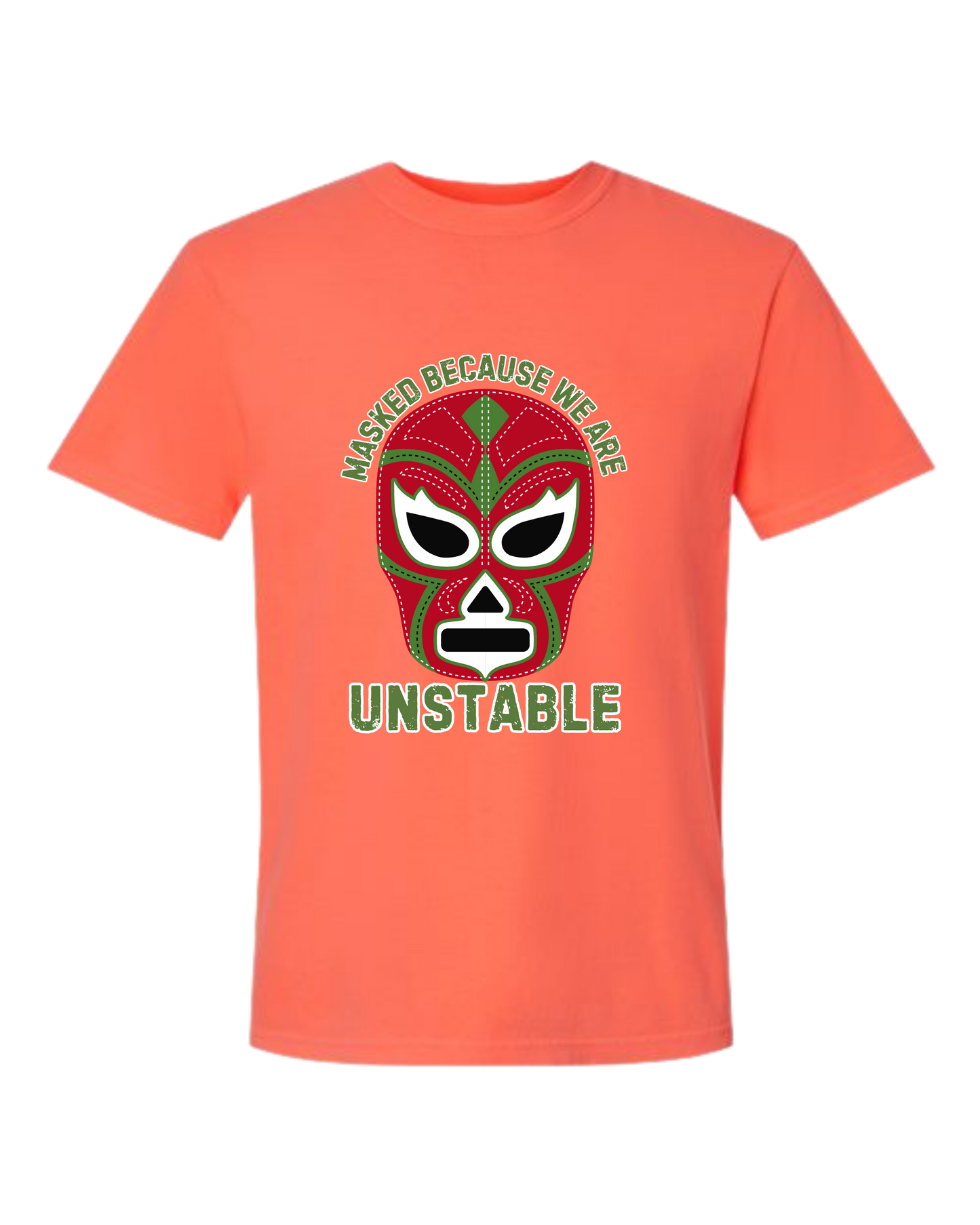 Masked Because We Are Unstable - Comfort Colors - Heavyweight Unisex Tee - Yellows, Oranges, Reds