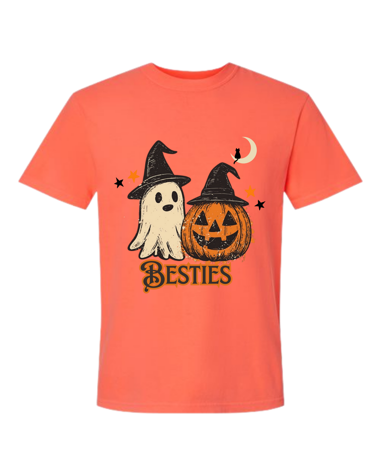 Halloween Besties - Comfort Colors - Heavyweight Unisex Tee - Yellows, Oranges, Reds