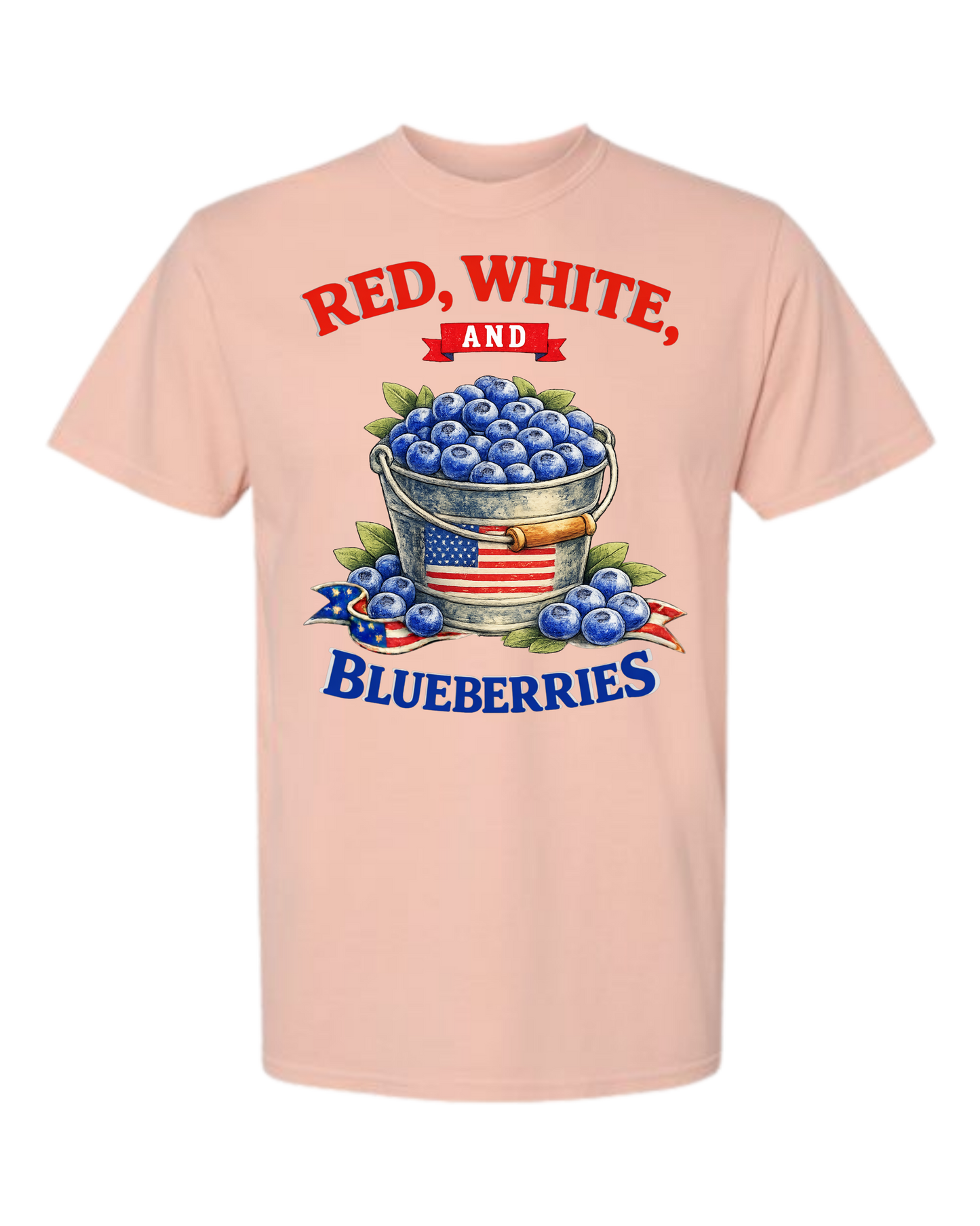 Red, White, And Blueberries - Comfort Colors - Heavyweight Unisex Tee - Yellows, Oranges, Reds