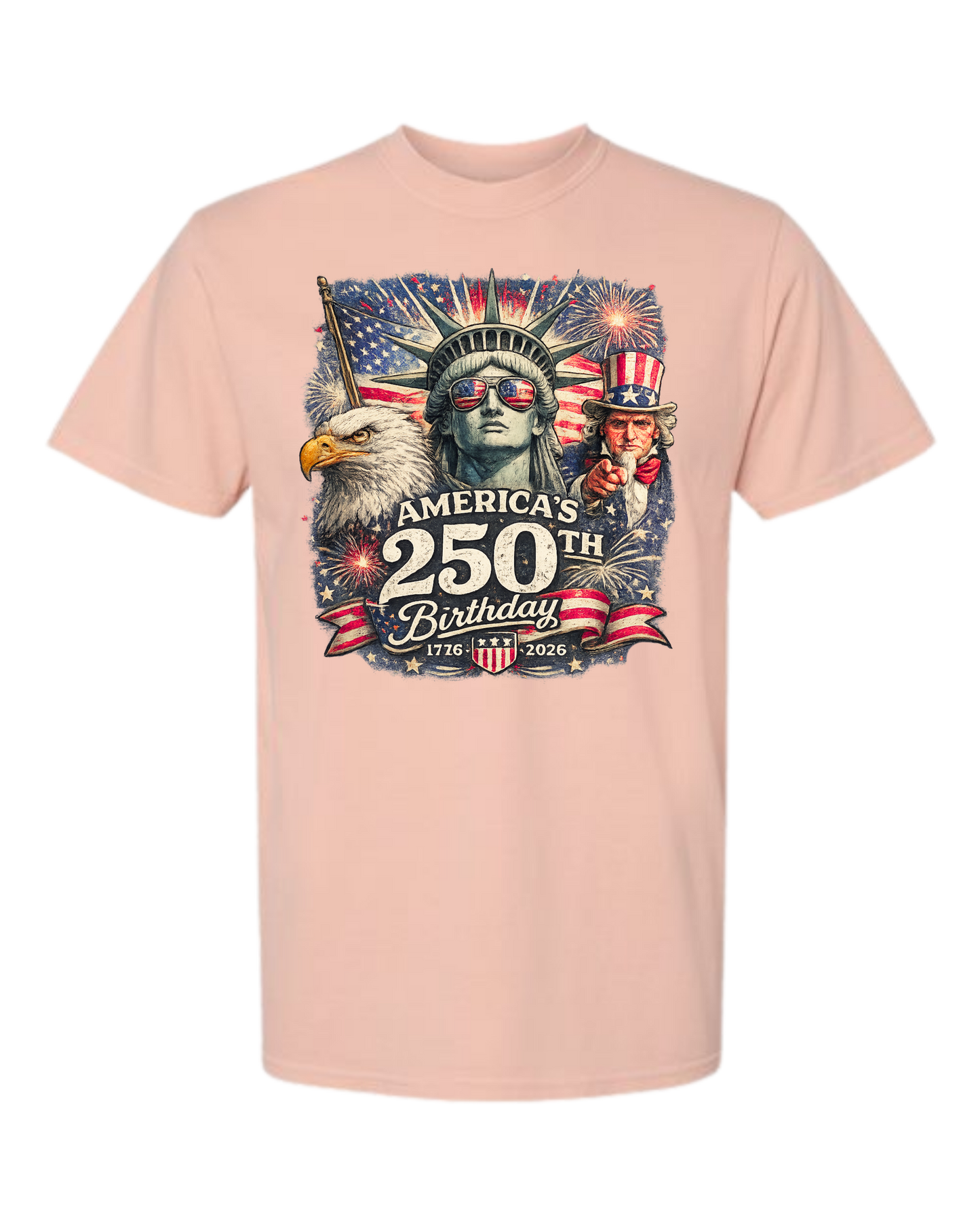 America's 250th Birthday - Comfort Colors - Heavyweight Unisex Tee - Yellows, Oranges, Reds