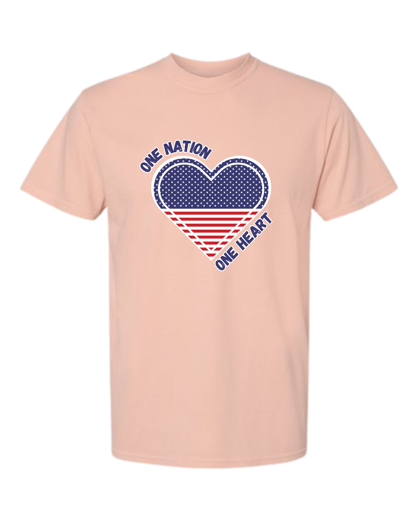 One Nation One Heart - Comfort Colors - Heavyweight Unisex Tee - Yellows, Oranges, Reds