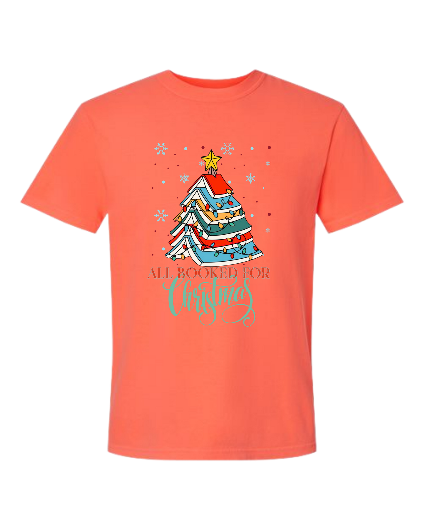 All Booked For Christmas - Comfort Colors - Heavyweight Unisex Tee - Yellows, Oranges