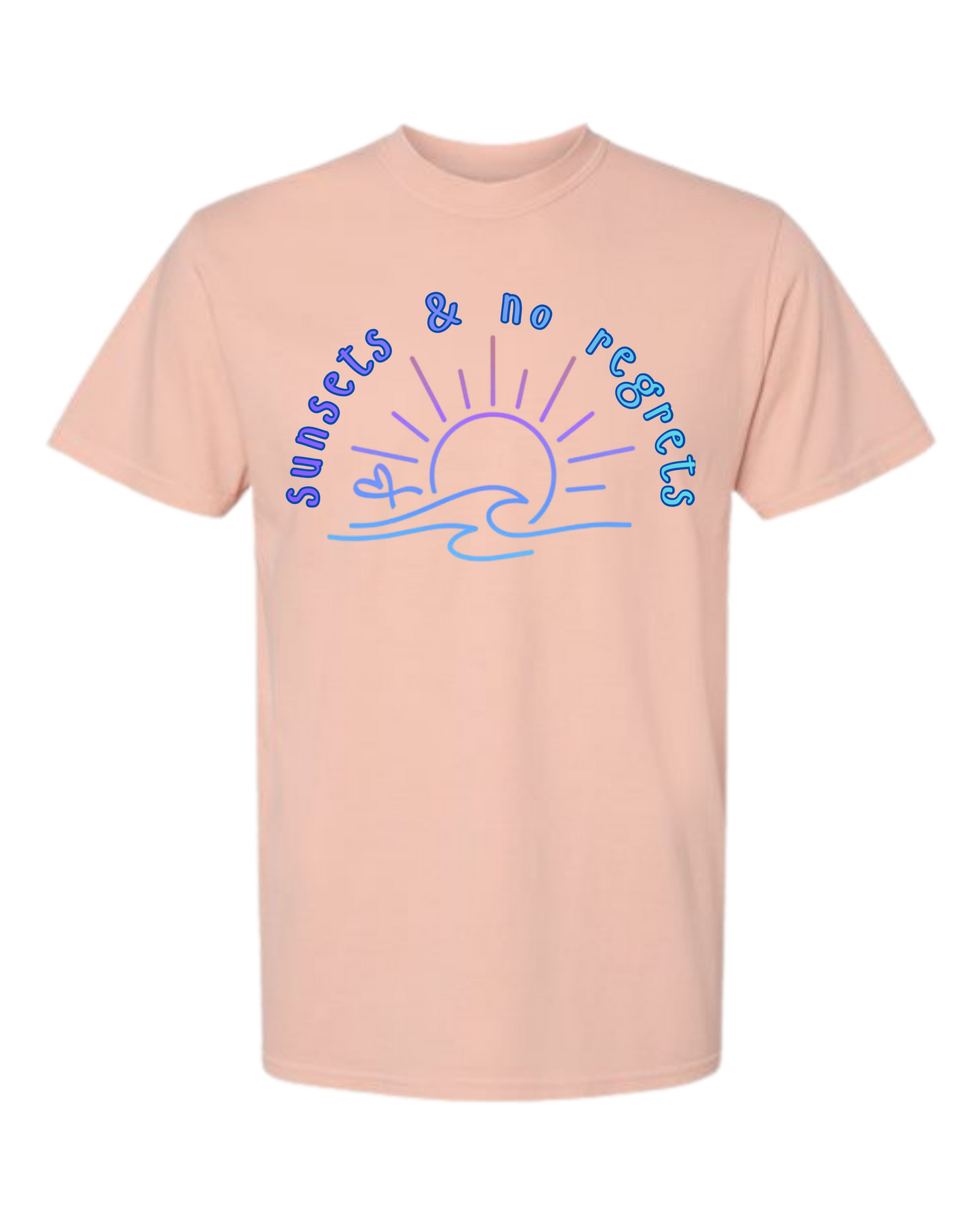 Sunsets & No Regrets - Comfort Colors - Heavyweight Unisex Tee - Yellows, Oranges, Reds