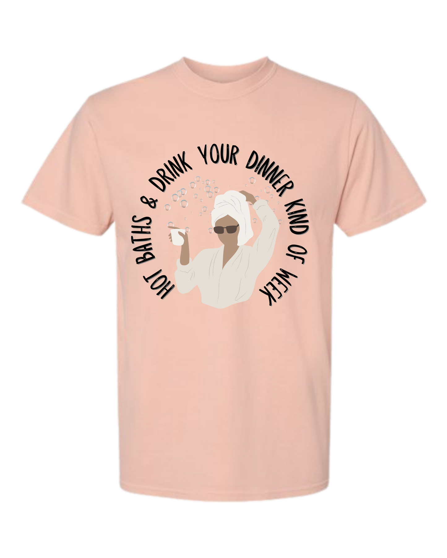Hot Baths and Drink Your Dinner Kind of Week - Comfort Colors - Heavyweight Unisex Tee - Yellows, Oranges, Reds