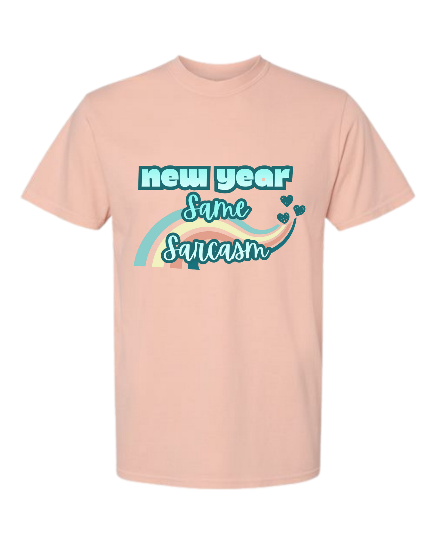 New Year Same Sarcasm - Comfort Colors - Heavyweight Unisex Tee - Yellows, Oranges, Reds