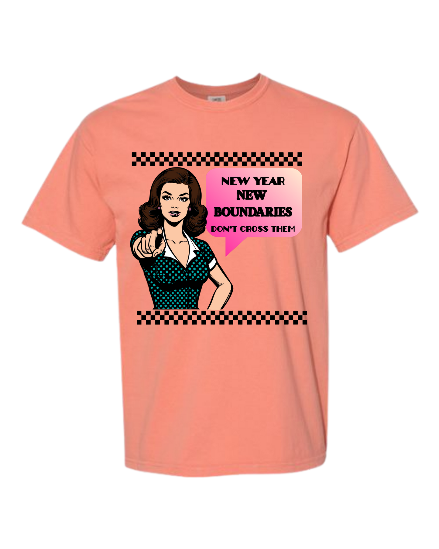 New Year New Boundaries - Comfort Colors - Heavyweight Unisex Tee - Yellows, Oranges, Reds