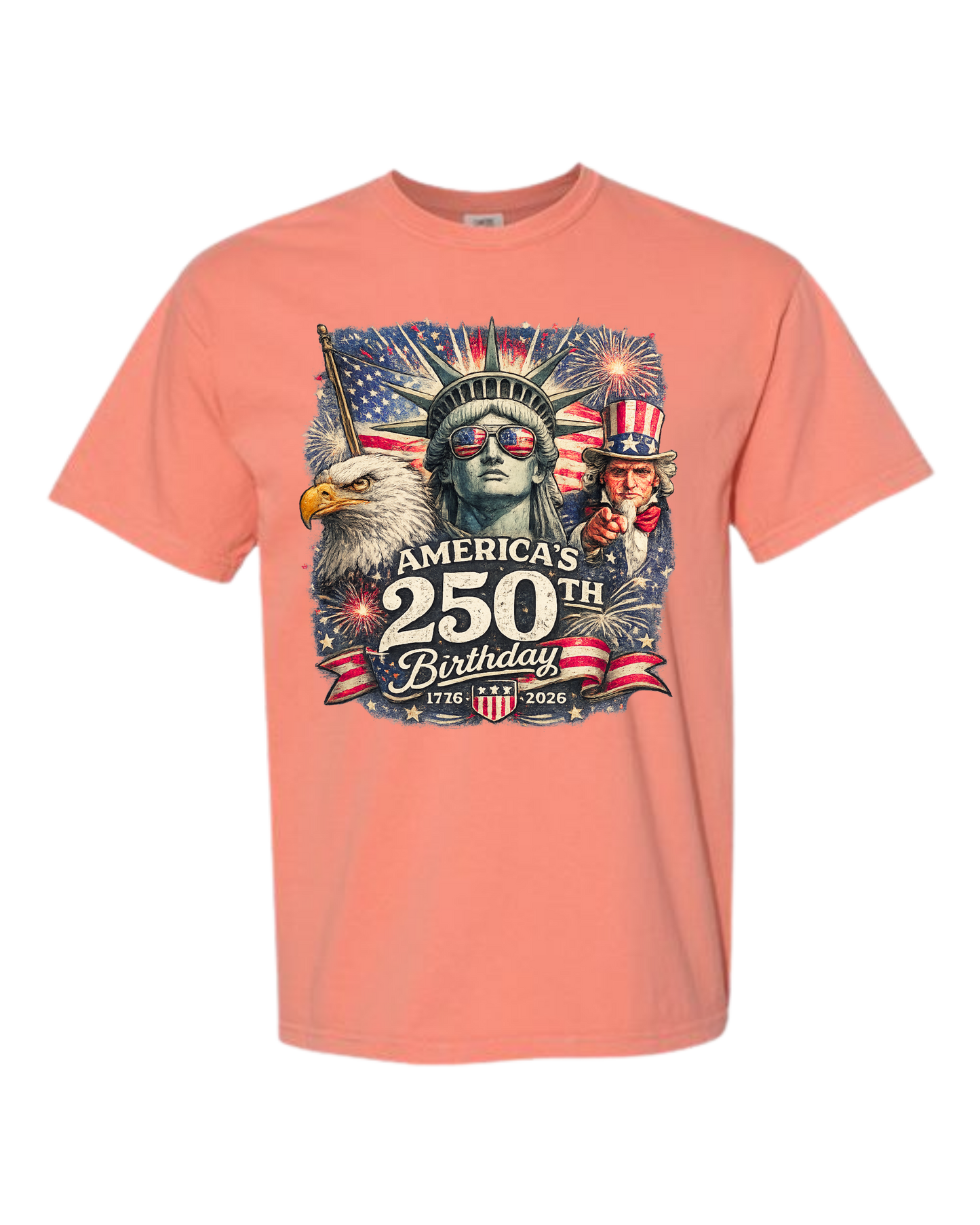 America's 250th Birthday - Comfort Colors - Heavyweight Unisex Tee - Yellows, Oranges, Reds