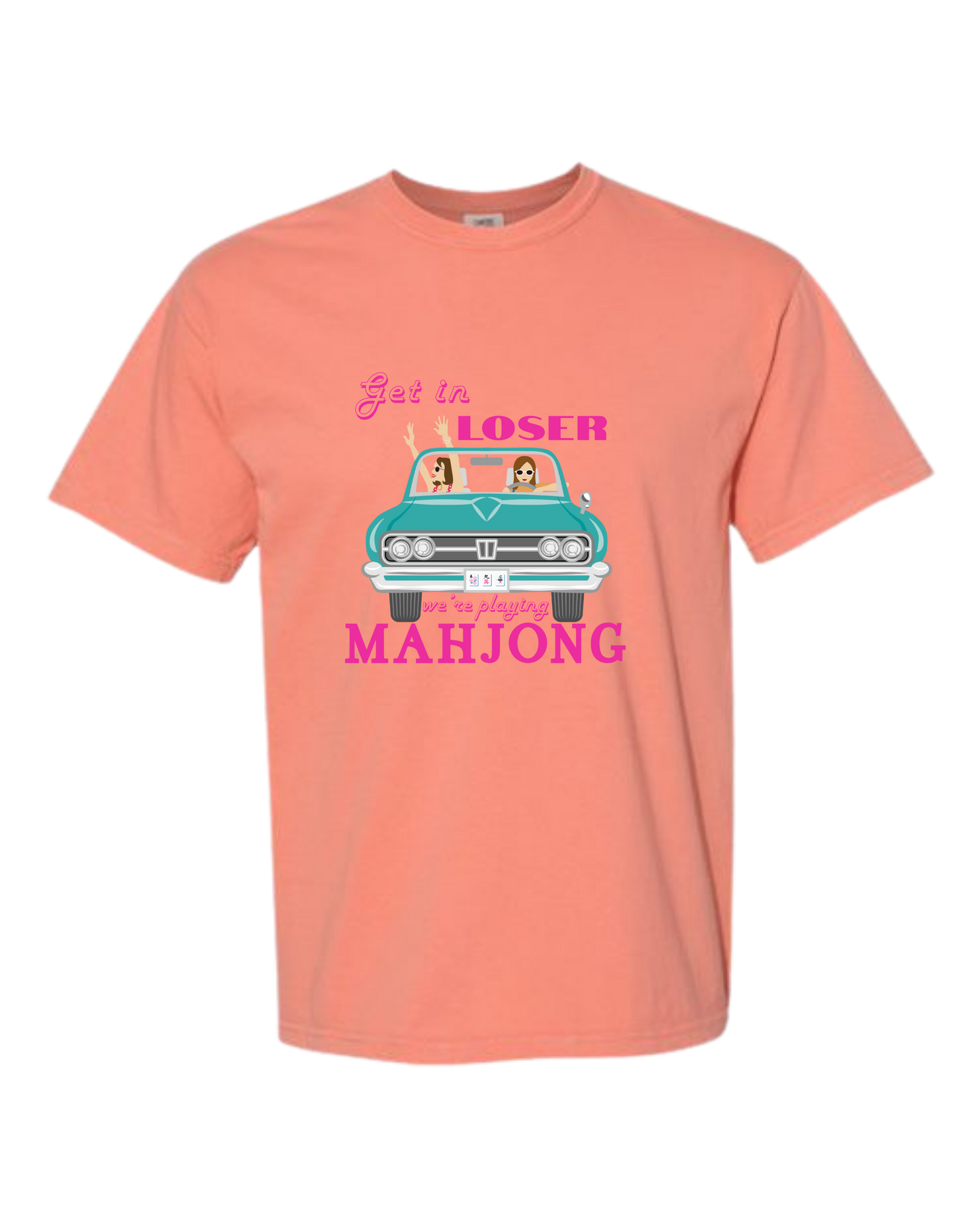 Get in Loser We're Playing Mahjong - Comfort Colors - Heavyweight Unisex Tee - Yellows, Oranges, Reds