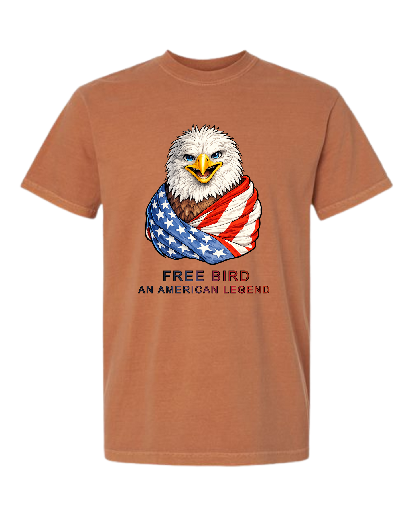 Free Bird An American Legend - Comfort Colors - Heavyweight Unisex Tee - Yellows, Oranges, Reds