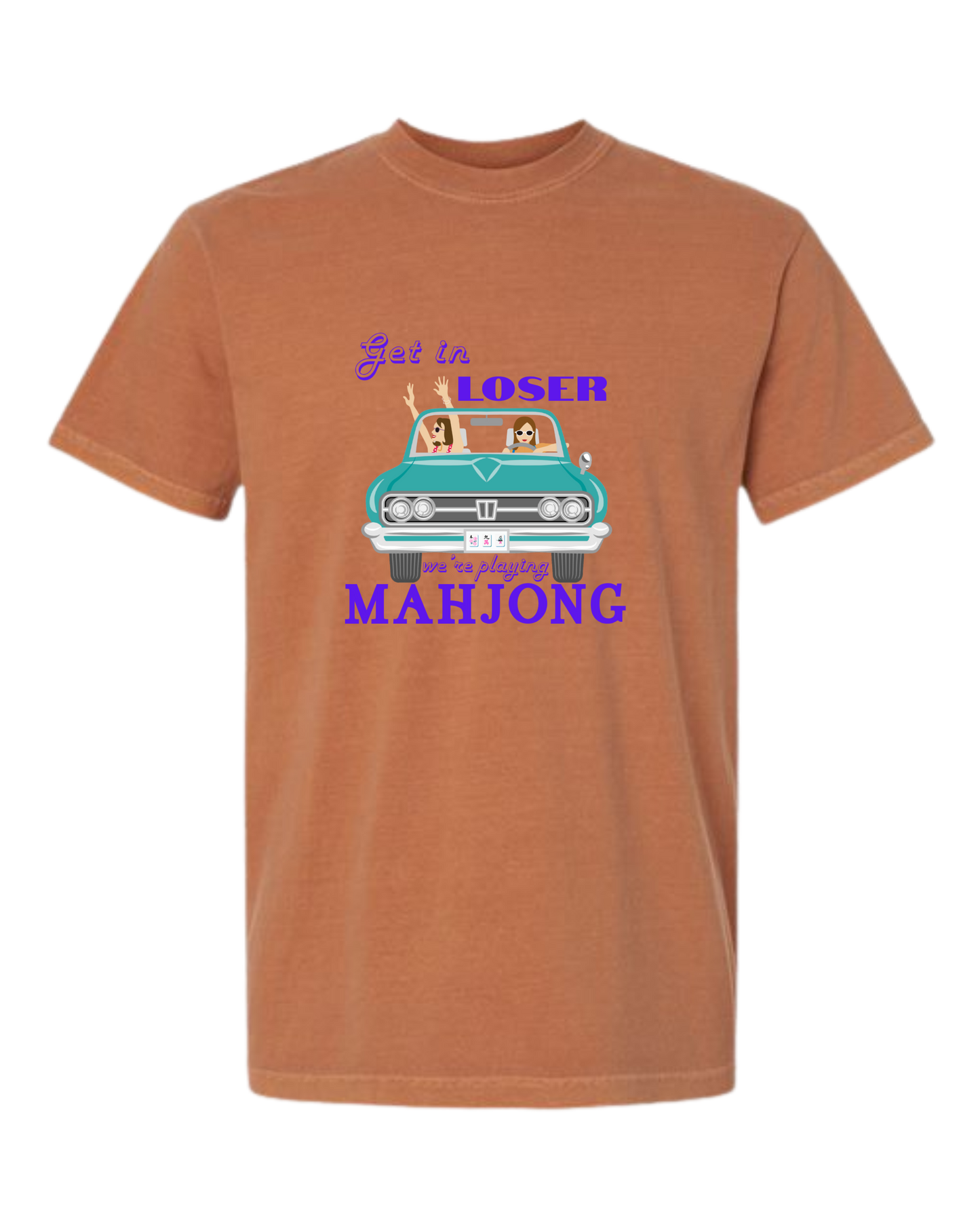 Get in Loser We're Playing Mahjong - Comfort Colors - Heavyweight Unisex Tee - Yellows, Oranges, Reds