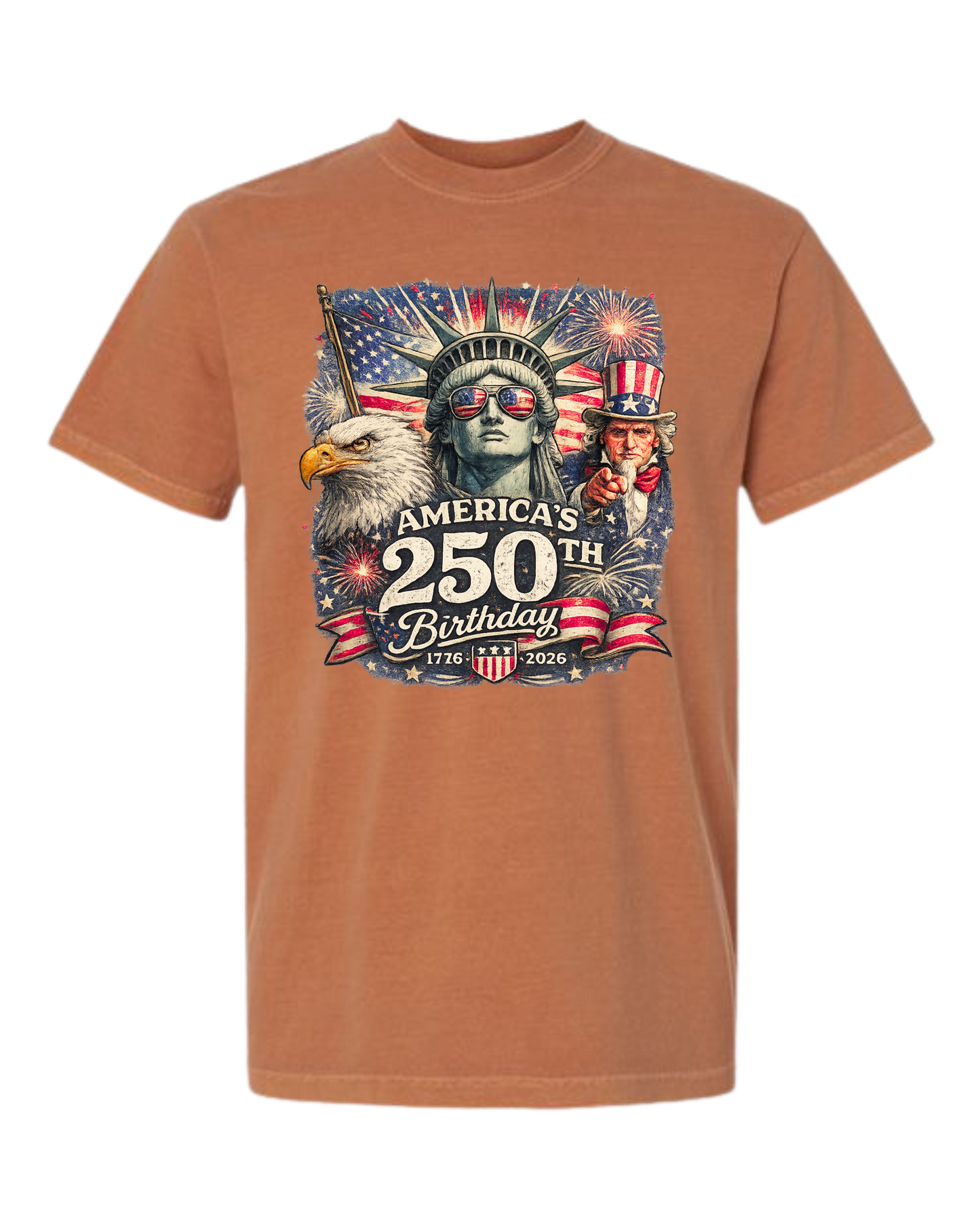America's 250th Birthday - Comfort Colors - Heavyweight Unisex Tee - Yellows, Oranges, Reds